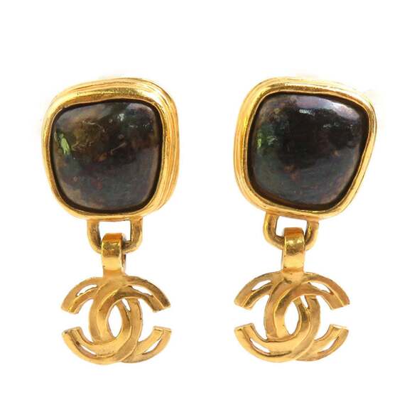CHANEL Gold Logo Earrings